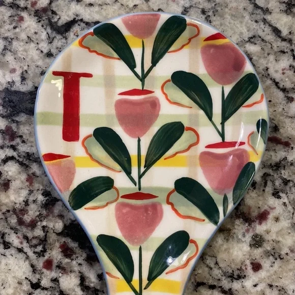 Anthropologie Tivoli T Monogram Spoon Rest - Picture 2 of 6